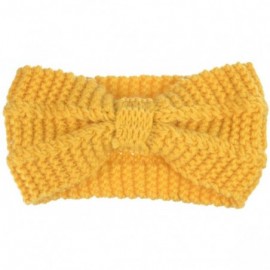 Cold Weather Headbands Womens Winter Chic Turban Bowknot/Floral Crochet Knit Headband Ear Warmer - Yellow - CC185C4SO8K $9.10