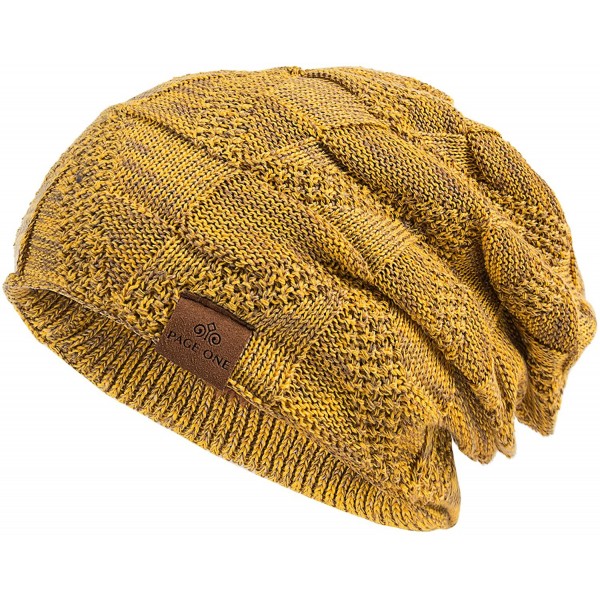 Skullies & Beanies Mens Winter Slouchy Beanie Warm Fleece Lined Skull Cap Baggy Cable Knit Hat - 11 - CW18UIYXWGW $9.79