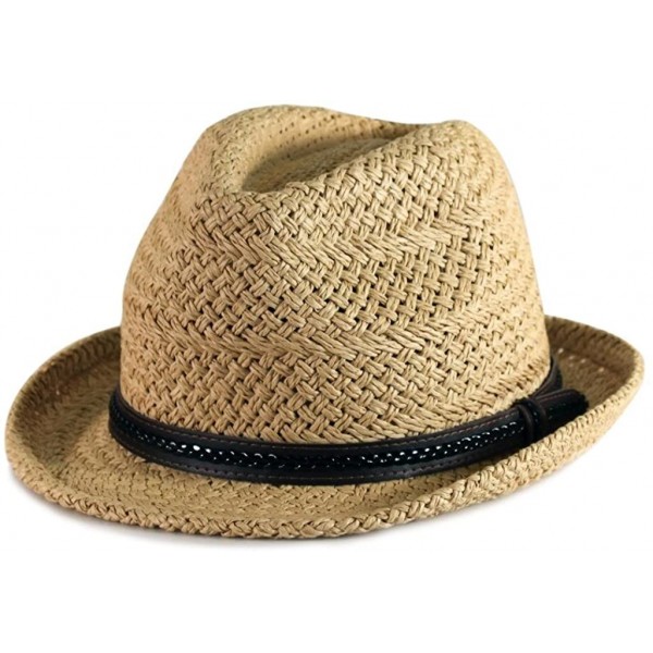 Fedoras Summer Special Straw Fedora Sale - Brown Beige - CW11FPBWORX $16.41