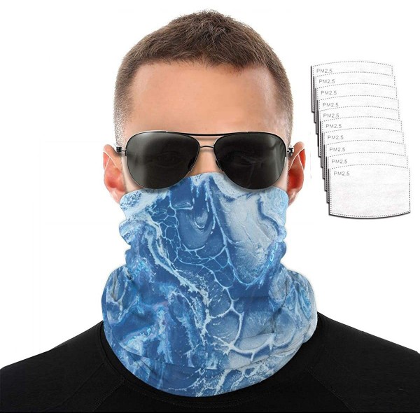 Balaclavas Seamless Neck Gaiter With Filters Bandanas Face Scarf Headwear Rave Balaclava Headwraps for Women Men - Sea Wave -...