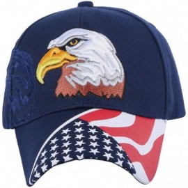 Baseball Caps Embroidered American Flag & Eagle Baseball Cap Embroidery Stitches - Navy Blue - CQ18NQCD7D2 $9.61