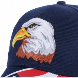 Baseball Caps Embroidered American Flag & Eagle Baseball Cap Embroidery Stitches - Navy Blue - CQ18NQCD7D2 $9.61