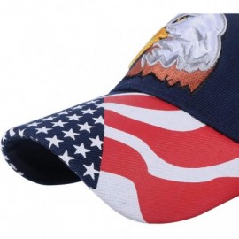 Baseball Caps Embroidered American Flag & Eagle Baseball Cap Embroidery Stitches - Navy Blue - CQ18NQCD7D2 $9.61