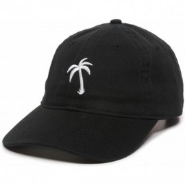 Baseball Caps Palm Tree Embroidered Dad Hat - Adjustable Polo Style Baseball Cap - Relaxed Fit - Black - CB11J81BBUR $17.06