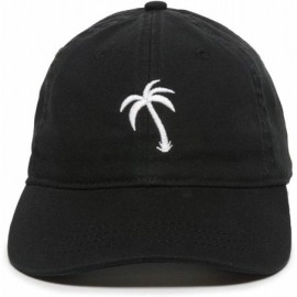 Baseball Caps Palm Tree Embroidered Dad Hat - Adjustable Polo Style Baseball Cap - Relaxed Fit - Black - CB11J81BBUR $17.06