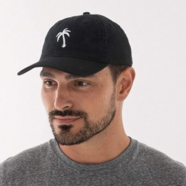 Baseball Caps Palm Tree Embroidered Dad Hat - Adjustable Polo Style Baseball Cap - Relaxed Fit - Black - CB11J81BBUR $17.06