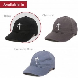 Baseball Caps Palm Tree Embroidered Dad Hat - Adjustable Polo Style Baseball Cap - Relaxed Fit - Black - CB11J81BBUR $17.06