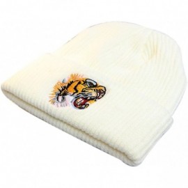 Skullies & Beanies Men's Winter ski Cap Knitting Skull hat - Tiger White - C6187T7LK3S $9.25