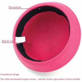 Fedoras Cat Ear Wool Bowler Hats - Cute Derby Fedora Caps with Roll-up Brim for Youth Petite - Rose - CG1867HM3ZH $11.15