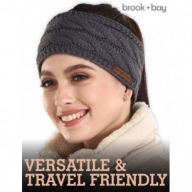 Cold Weather Headbands Cable Knit Multicolored Headband Warmers - Dark Gray - CF18G338D9Y $8.95