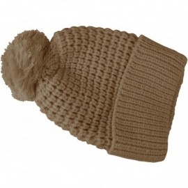 Skullies & Beanies Oversize Cute Beanie Hat Cap Warm Hand Knit Pom Pom Double Layer Thick Winter Ski Snowboard Hat - Coffee -...