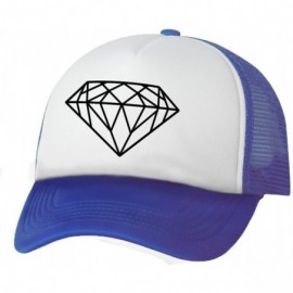Baseball Caps Diamond Truckers Mesh Snapback hat - White/Royal - CH11NKH1UUB $19.66