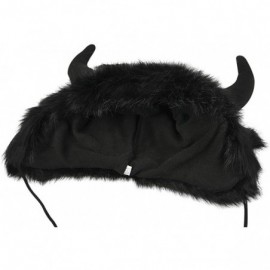 Skullies & Beanies Christmas Elk Horn Hat Faux Fur Winter Earflap Headwear Cap Russian Trapper Hats - Black - CD18KD4262C $18.44