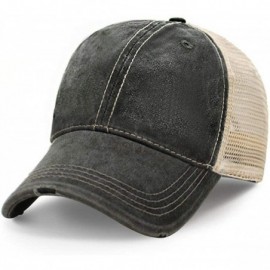 Baseball Caps Vintage Distressed Trucker Hat Adjustable Back Unisex Headwear - Charcoal - CC18OXZRLIM $8.69