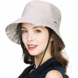 Bucket Hats Womens UPF50+ Summer Sunhat Bucket Packable Wide Brim Hats w/Chin Cord - 00047_gray - CO18U775KES $36.54