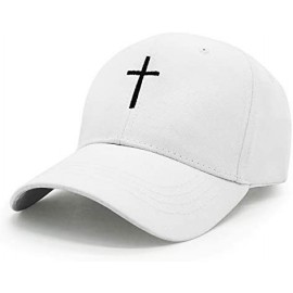 Baseball Caps Cross Embroidery Baseball Cap-Adjustable Structured Dad Hat for Men Women Sun Hat - White-1 - CL18T2Q8ZD9 $11.13