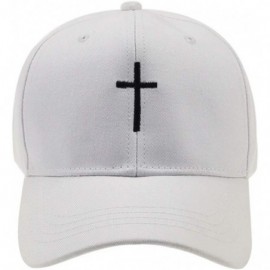 Baseball Caps Cross Embroidery Baseball Cap-Adjustable Structured Dad Hat for Men Women Sun Hat - White-1 - CL18T2Q8ZD9 $11.13