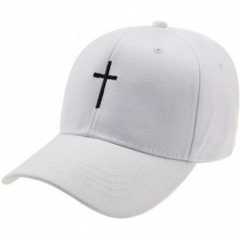 Baseball Caps Cross Embroidery Baseball Cap-Adjustable Structured Dad Hat for Men Women Sun Hat - White-1 - CL18T2Q8ZD9 $11.13