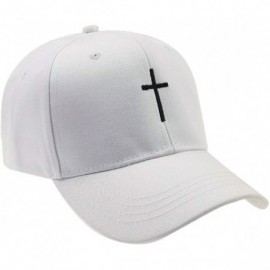 Baseball Caps Cross Embroidery Baseball Cap-Adjustable Structured Dad Hat for Men Women Sun Hat - White-1 - CL18T2Q8ZD9 $11.13