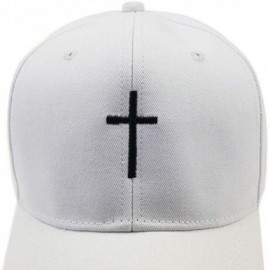 Baseball Caps Cross Embroidery Baseball Cap-Adjustable Structured Dad Hat for Men Women Sun Hat - White-1 - CL18T2Q8ZD9 $11.13