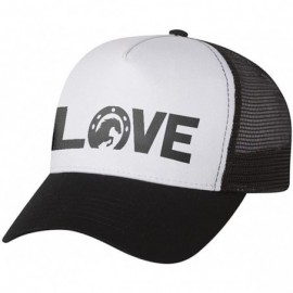 Baseball Caps Love Horses - Animal Lover Rearing Horse - Horseshoe Trucker Hat Mesh Cap - Black/White - CJ1858E26II $14.15