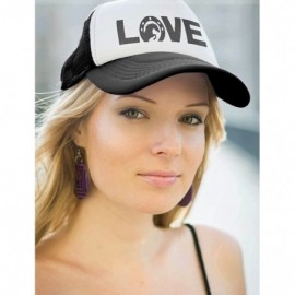 Baseball Caps Love Horses - Animal Lover Rearing Horse - Horseshoe Trucker Hat Mesh Cap - Black/White - CJ1858E26II $14.15