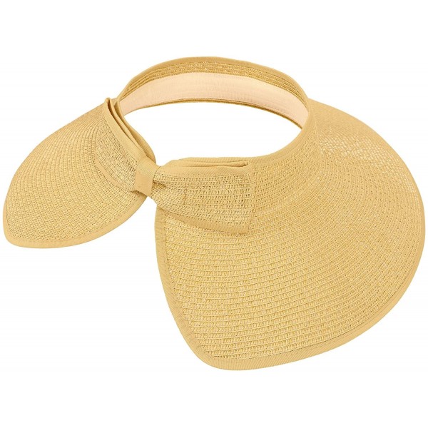 Sun Hats Spring/Summer Classics Edition Straw Roll-able Sun Visor Hat - Beige - C6198KN50ZT $23.73