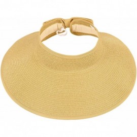 Sun Hats Spring/Summer Classics Edition Straw Roll-able Sun Visor Hat - Beige - C6198KN50ZT $23.73