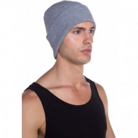 Skullies & Beanies Beanie Men Women - Unisex Cuffed Plain Skull Knit Hat Cap - Heather Grey - CC1875N26SQ $7.93