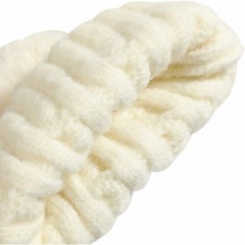 Skullies & Beanies Winter Beanie Knit Hat with Faux Fur Pom Pom Slouchy Soft Warm Stretch Cable Ski Cap for Women - White - C...