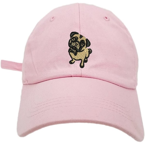 Baseball Caps Pug Style Dad Hat Washed Cotton Polo Baseball Cap - Lt.pink - C2188OTSD0C $16.89