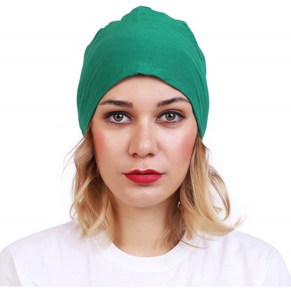 Skullies & Beanies Women's Cotton Under Hijab Caps (Multicolours- Free Size) - Green - CN18DNXO5L0 $10.12