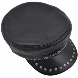 Newsboy Caps Unisex Leather Sailor Fiddler Hat Greek Fisherman Beret Newsboy Cabbie Cap - CF18KAEQENG $30.95