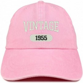 Baseball Caps Vintage 1955 Embroidered 65th Birthday Soft Crown Washed Cotton Cap - Pink - C0180WL68UZ $16.44