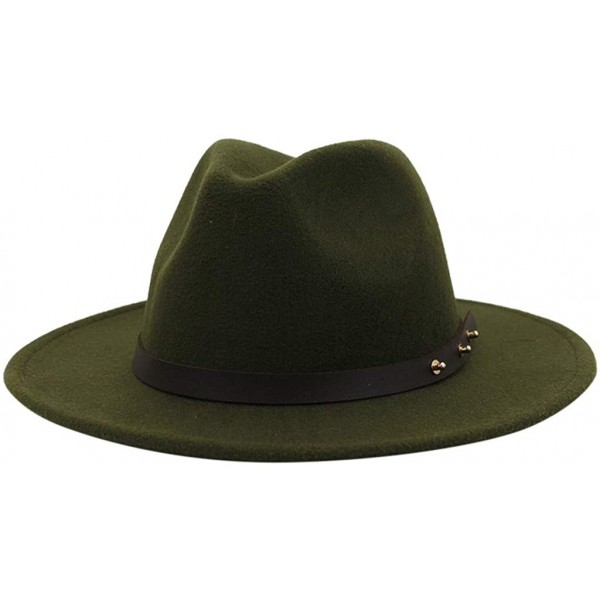 Mens Western Cowboy Hat Faux Felt Wide Brim Fedora Hat - B Army Green ...