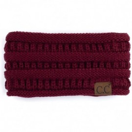 Headbands Stretch Ribbed Ear Warmer Head Band with Ponytail Holder (HW-21) (HW-817) (HW-826) - Maroon - CQ18SG20UNC $12.84