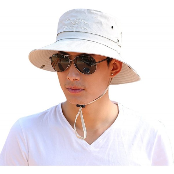 Sun Hats Outdoor Sun Cap Bucket Fishing Hats Boating Hat Sun Protective - Beige - CN1855G6C9N $10.20