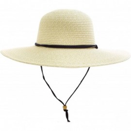 Sun Hats Women's Classic UPF 50+ Wide Brim Summer Straw Sun Hat - Ivory - CI18CANQ5OT $22.75