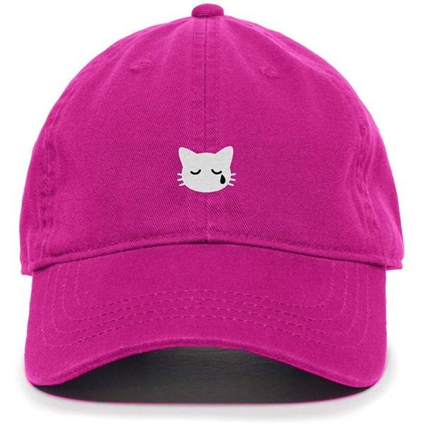 Baseball Caps Crying Cat Baseball Cap Embroidered Cotton Adjustable Dad Hat - Fuscha - C018AEICZ47 $15.51