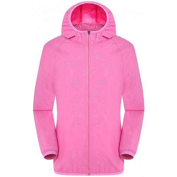 Rain Hats Men's Women Lightweight Rain Jacket with Hood Raincoat Outdoor Windbreaker HebeTop - Pink - C518Y2YZWIW $9.75