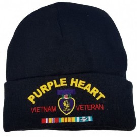 Skullies & Beanies US Military Purple Heart Vietnam Veteran Black Skull Beanie Officially Licensed Cap - CI12N3EN06F $12.01