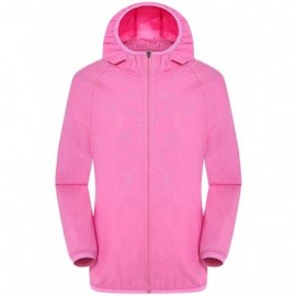 Rain Hats Men's Women Lightweight Rain Jacket with Hood Raincoat Outdoor Windbreaker HebeTop - Pink - C518Y2YZWIW $9.75