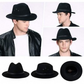 Fedoras 1920/1950 Wool Felt Homburg Gangster Fedora Manhattan Derby Hat Unisex 55-59CM - 00785_black - C9192TY7R70 $53.17