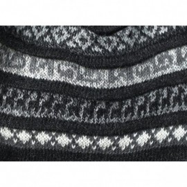 Skullies & Beanies Superfine 100% Alpaca Wool Handmade Intarsia Chullo Ski Hat Beanie Aviator Winter - Charcoal Gray/Gray - C...