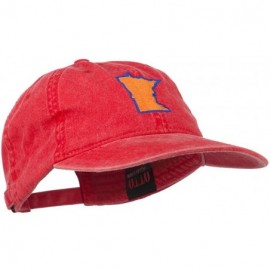 Baseball Caps Minnesota State Map Embroidered Washed Cotton Cap - Red - CV11ND5K92F $24.87