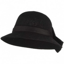 Bucket Hats Women Ladies Big Bow Sun Protection Cloche Bucket Hat Travel Outdoor Wide Brim Bucket Sun Hat - Black - CY18INQNI...