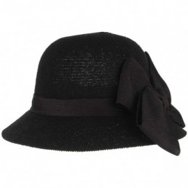 Bucket Hats Women Ladies Big Bow Sun Protection Cloche Bucket Hat Travel Outdoor Wide Brim Bucket Sun Hat - Black - CY18INQNI...