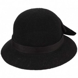 Bucket Hats Women Ladies Big Bow Sun Protection Cloche Bucket Hat Travel Outdoor Wide Brim Bucket Sun Hat - Black - CY18INQNI...