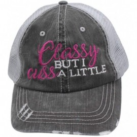 Baseball Caps Embroidered Classy But I Cuss A Little Women's Trucker Hats & Caps - Gray/Hotpink - CZ18I2C0ACS $16.88