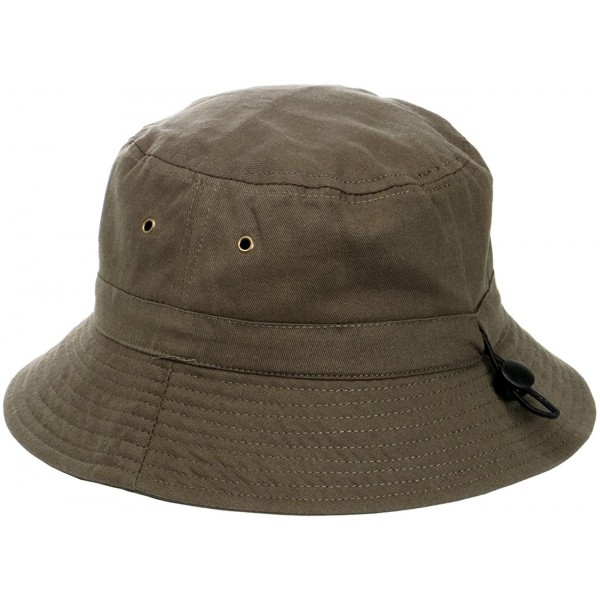 Bucket Hats Classic Simple Cotton Bucket Hats - Olive - CD11MQQ6LQZ $10.67